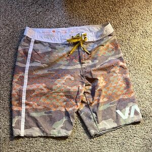 RVCA Men's Camo Board Shorts - Orange and Brown